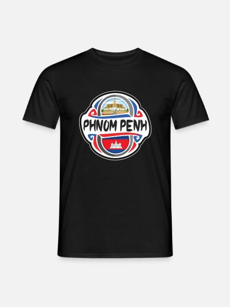 Phnom Penh Cambodge Drapeau Voyage Souvenir Badge Sta - T-shirt homme - noir