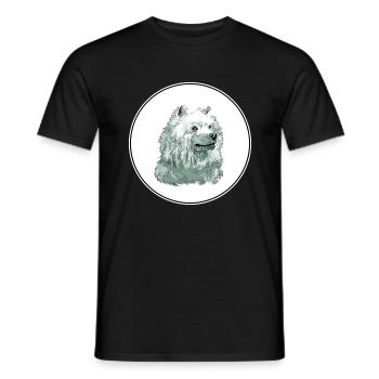 American Eskimo Dog Aquarelle Illustration - T-shirt homme - noir - Devant - AI Model Male 178 light (178cm)