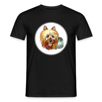 Australian Silky Terrier Dog Watercolor Illustrati - Men's T-Shirt - black - Front - AI Model Male 178 light (178cm)