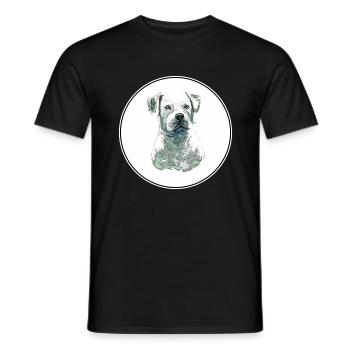 Illustration de l’aquarelle du chien Bulldog américain - T-shirt homme - noir - Devant - AI Model Male 178 light (178cm)