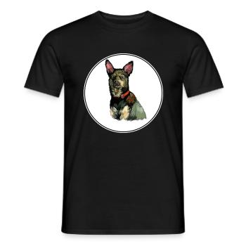 Australian Kelpie Dog Watercolor Illustration - Men's T-Shirt - black - Front - AI Model Male 178 light (178cm)