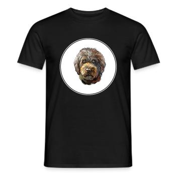 Barbet Hund Aquarell Farbe Illustration - Männer T-Shirt - Schwarz - Vorne - AI Model Male 178 light (178cm)