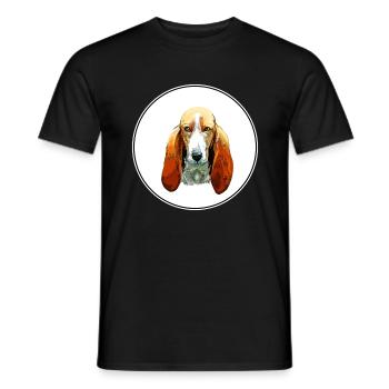 Basset Artesien Normand Hund Aquarell Illustratio - Männer T-Shirt - Schwarz - Vorne - AI Model Male 178 light (178cm)