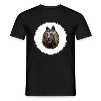 Belgian Tervuren Dog Watercolor Illustration - Men's T-Shirt - black - Front - AI Model Male 178 light (178cm)