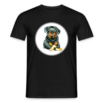Beauceron Hund Aquarell Skizze Illustration - Männer T-Shirt - Schwarz - Vorne - AI Model Male 178 light (178cm)