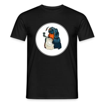 Bernese Mountain Dog Watercolor Illustration - Men's T-Shirt - black - Front - AI Model Male 178 light (178cm)