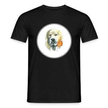 Illustration de l’aquarelle de chien de berger d’Asie centrale - T-shirt homme - noir - Devant - AI Model Male 178 light (178cm)