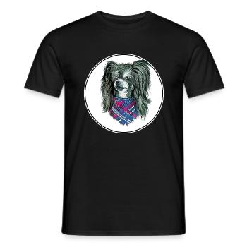 Illustration de l’aquarelle de chien à crête chinoise - T-shirt homme - noir - Devant - AI Model Male 178 light (178cm)