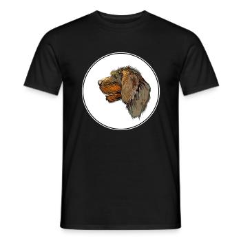 Cesky Fousek Aquarelle de chien Illustration - T-shirt homme - noir - Devant - AI Model Male 178 light (178cm)