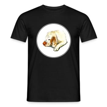 Clumber Spaniel Dog Watercolor Sketch Illustration - Men's T-Shirt - black - Front - AI Model Male 178 light (178cm)