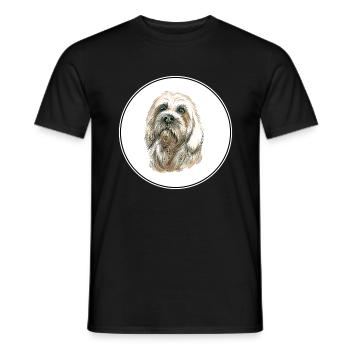 Dandie Dinmont Terrier Dog Watercolor Illustration - Men's T-Shirt - black - Front - AI Model Male 178 light (178cm)