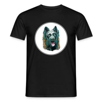 Dutch Shepherd Dog Watercolor Art Illustration - Men's T-Shirt - black - Front - AI Model Male 178 light (178cm)