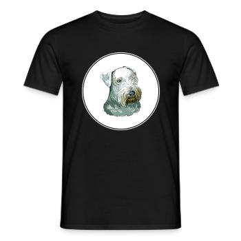 Cesky Terrier Dog Watercolor Sketch Illustration - Men's T-Shirt - black - Front - AI Model Male 178 light (178cm)