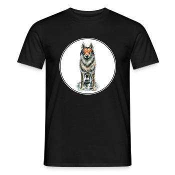 Tschechoslowakischer Wolfshund Hund Aquarell Illustratio - Männer T-Shirt - Schwarz - Vorne - AI Model Male 178 light (178cm)