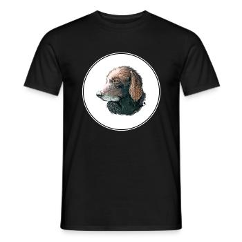 Curly Coated Retriever Dog Watercolor Illustration - Men's T-Shirt - black - Front - AI Model Male 178 light (178cm)