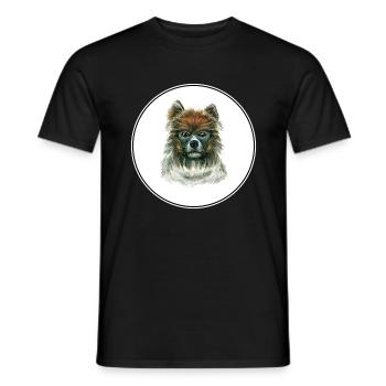 Illustration de peinture à l’aquarelle de chien - T-shirt homme - noir - Devant - AI Model Male 178 light (178cm)