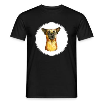 Illustration de l’aquarelle du chien Chinook - T-shirt homme - noir - Devant - AI Model Male 178 light (178cm)