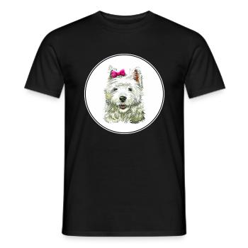 Cairn Terrier Dog Watercolor Sketch Illustration - Men's T-Shirt - black - Front - AI Model Male 178 light (178cm)