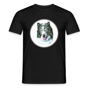Illustration de l’aquarelle de chien esquimau canadien - T-shirt homme - noir - Devant - AI Model Male 178 light (178cm)
