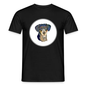 Eurohound Skandinavischer Hund Aquarell Illustration - Männer T-Shirt - Schwarz - Vorne - AI Model Male 178 light (178cm)