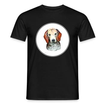Estnischer Hund Aquarell Kunst Illustration - Männer T-Shirt - Schwarz - Vorne - AI Model Male 178 light (178cm)