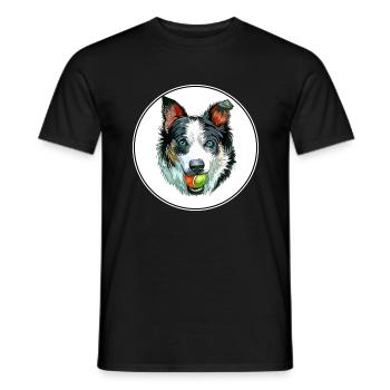 Neuseeland Heading Dog Aquarell Illustration - Männer T-Shirt - Schwarz - Vorne - AI Model Male 178 light (178cm)