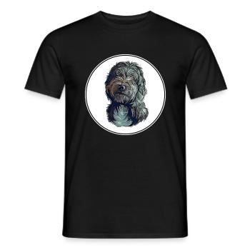 Lagotto Romagnolo Dog Watercolor Illustration - Men's T-Shirt - black - Front - AI Model Male 178 light (178cm)