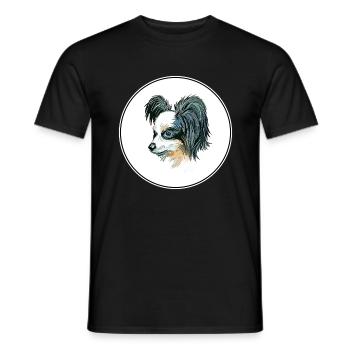 Papillon Dog Aquarelle Art Illustration - T-shirt homme - noir - Devant - AI Model Male 178 light (178cm)