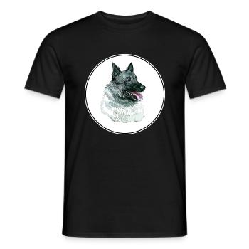 Norwegischer Elchhund Hund Aquarell Illustration - Männer T-Shirt - Schwarz - Vorne - AI Model Male 178 light (178cm)