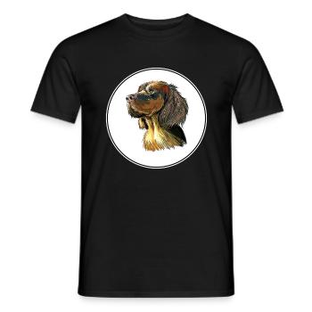 Picardie Spaniel Hund Aquarell Skizze Illustration - Männer T-Shirt - Schwarz - Vorne - AI Model Male 178 light (178cm)