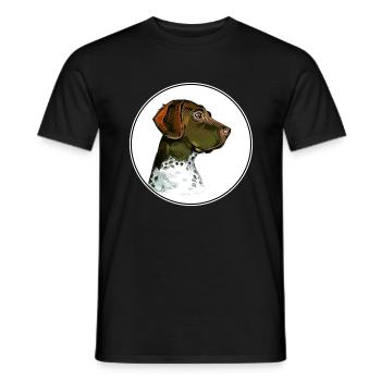 Old Danish Pointer Dog Watercolor Illustration - Men's T-Shirt - black - Front - AI Model Male 178 light (178cm)