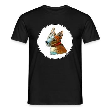 Portugiesischer Podengo Hund Aquarell Illustration - Männer T-Shirt - Schwarz - Vorne - AI Model Male 178 light (178cm)