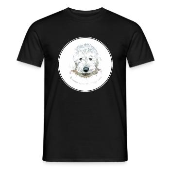 Illustration de l’aquarelle du chien de berger anglais - T-shirt homme - noir - Devant - AI Model Male 178 light (178cm)