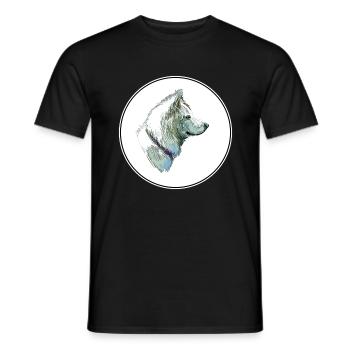Illustration de croquis à l’aquarelle du chien Pungsan - T-shirt homme - noir - Devant - AI Model Male 178 light (178cm)