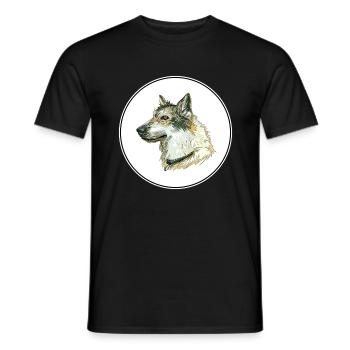 Saarloos Wolfdog Dog Aquarelle Illustration - T-shirt homme - noir - Devant - AI Model Male 178 light (178cm)