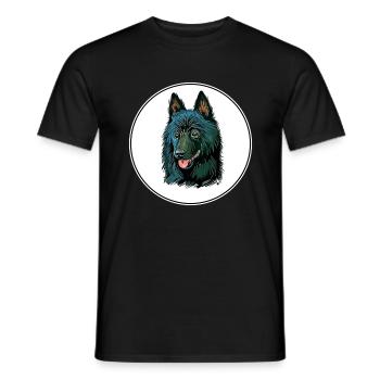 Illustration de l’aquarelle pour chien Schipperke - T-shirt homme - noir - Devant - AI Model Male 178 light (178cm)