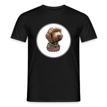 Illustration d’aquarelle pour chien Pudelpointer - T-shirt homme - noir - Devant - AI Model Male 178 light (178cm)
