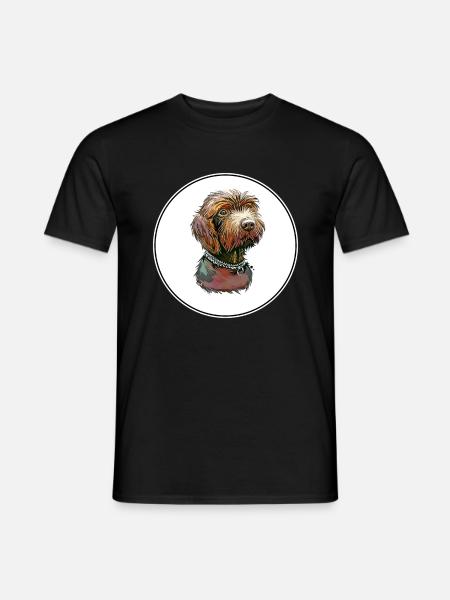 Pudelpointer Hund Aquarell Illustration - Männer T-Shirt - Schwarz