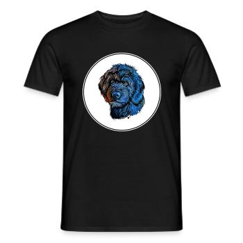 Portuguese Water Dog Watercolor Illustration - Men's T-Shirt - black - Front - AI Model Male 178 light (178cm)