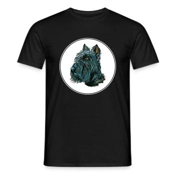 Scottish Terrier Hund Aquarell Illustration - Männer T-Shirt - Schwarz - Vorne - AI Model Male 178 light (178cm)