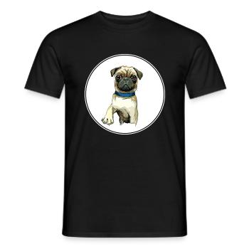 Pug Dog Aquarelle Peinture Illustration - T-shirt homme - noir - Devant - AI Model Male 178 light (178cm)