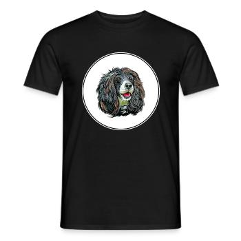 Russischer Spaniel Hund Aquarell Skizze Illustration - Männer T-Shirt - Schwarz - Vorne - AI Model Male 178 light (178cm)