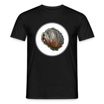 Schapendoes Hunde Aquarell Illustration - Männer T-Shirt - Schwarz - Vorne - AI Model Male 178 light (178cm)