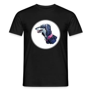 Saluki Dog Aquarelle Peinture Illustration - T-shirt homme - noir - Devant - AI Model Male 178 light (178cm)