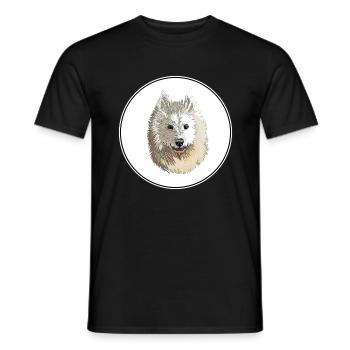 Samoyed Dog Watercolor Sketch Illustration - Men's T-Shirt - black - Front - AI Model Male 178 light (178cm)