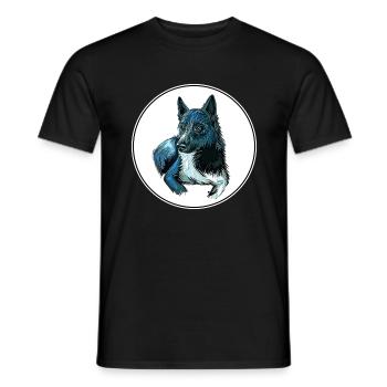 Russo European Laika Hund Aquarell Illustration - Männer T-Shirt - Schwarz - Vorne - AI Model Male 178 light (178cm)