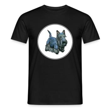 Scottish Terrier Hund Aquarell Illustration - Männer T-Shirt - Schwarz - Vorne - AI Model Male 178 light (178cm)