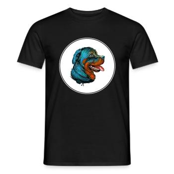 Illustration de l’aquarelle pour chien Rottweiler - T-shirt homme - noir - Devant - AI Model Male 178 light (178cm)
