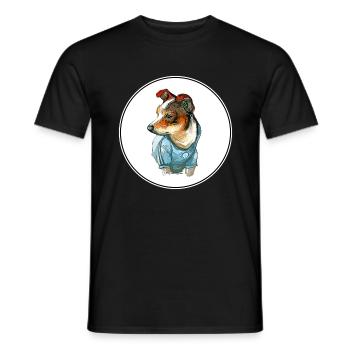 Rat Terrier Hund Aquarell Illustration - Männer T-Shirt - Schwarz - Vorne - AI Model Male 178 light (178cm)