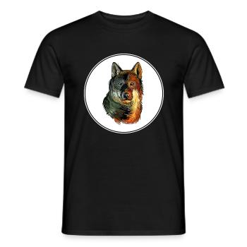 Shikoku Dog Watercolor Sketch Illustration - Men's T-Shirt - black - Front - AI Model Male 178 light (178cm)